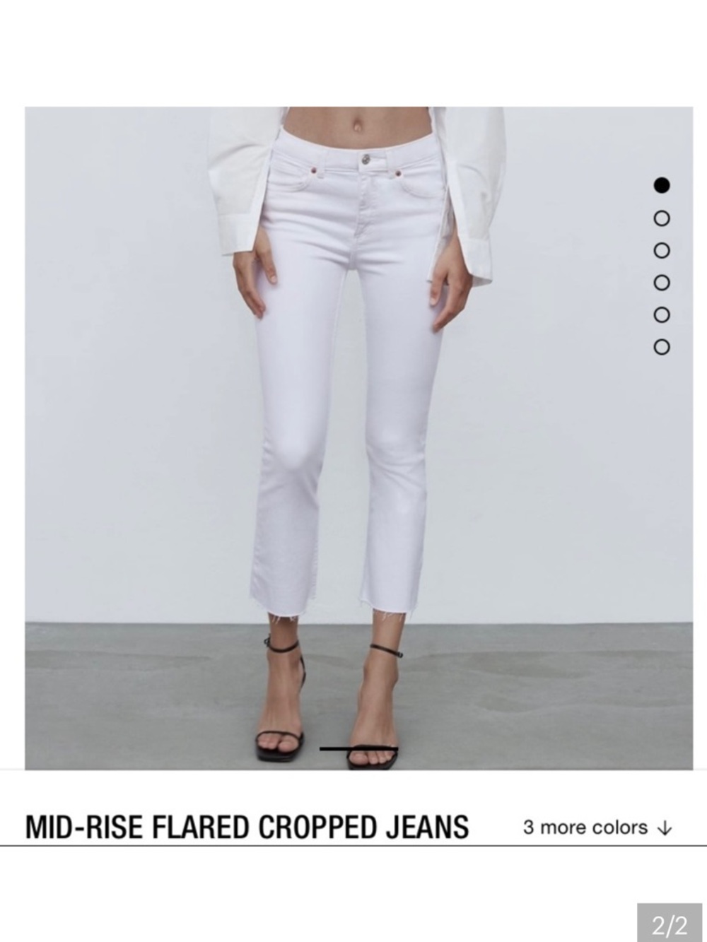 Zara White Mid-Rise Flared Cropped Jeans